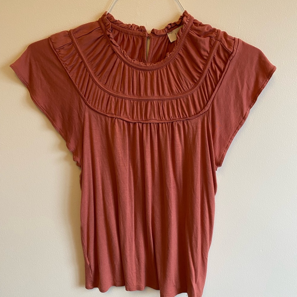Loft Outlet Short Sleeve Top with Ruched Neckline
